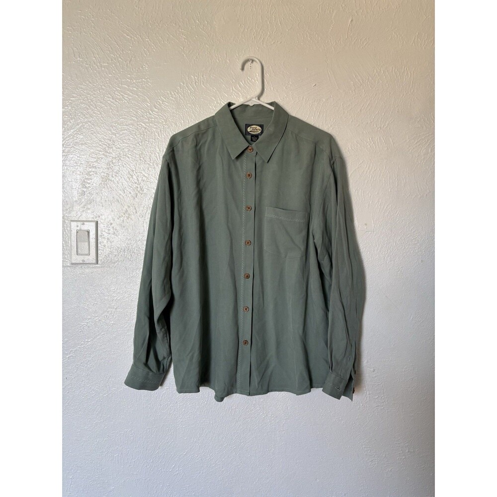 Tommy Bahama Men's Vintage 100% Silk Green Button Down Shirt Size Large